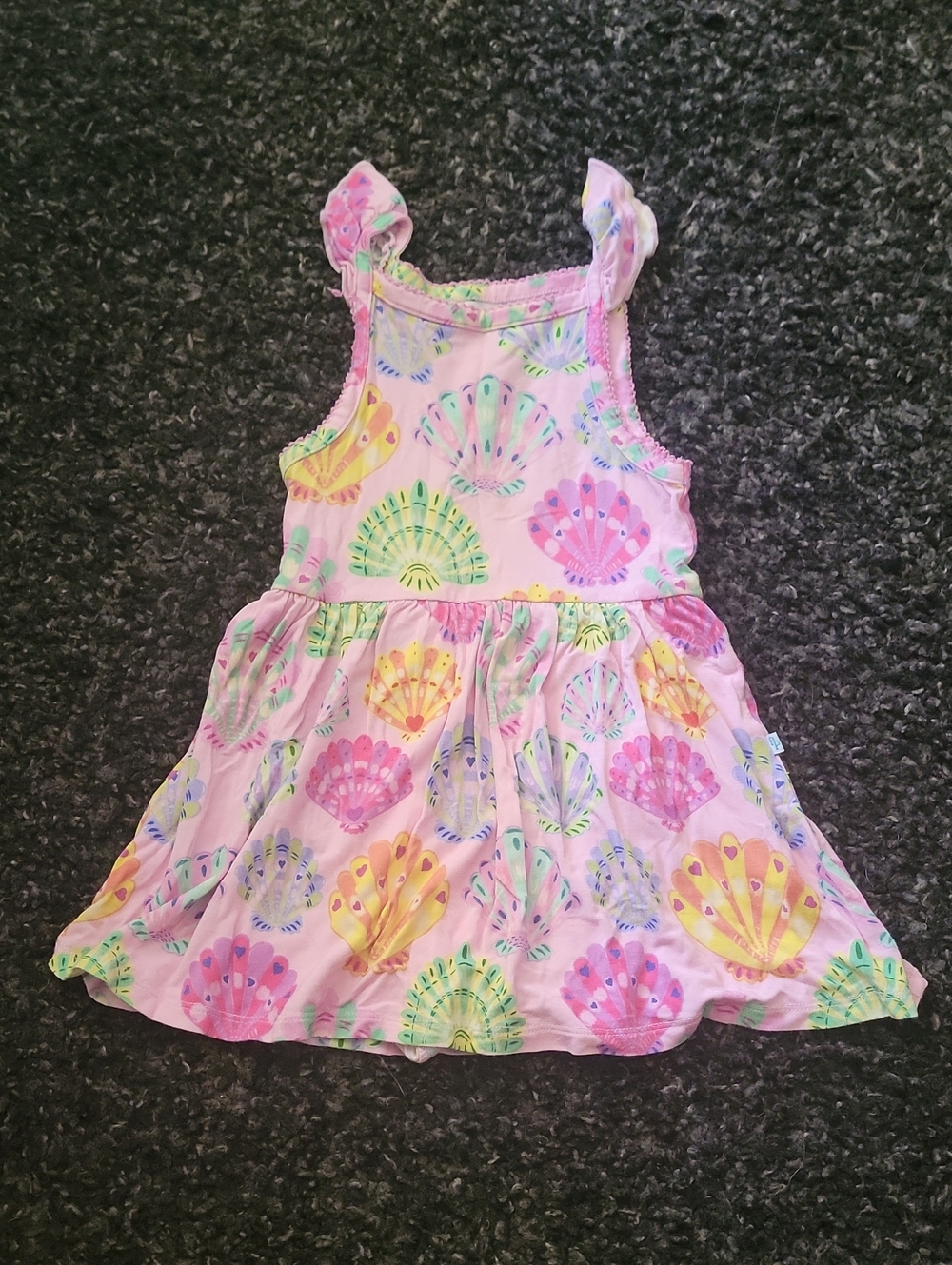 Posh Peanut Pink Shell-Print Ruffle Strap Dress
